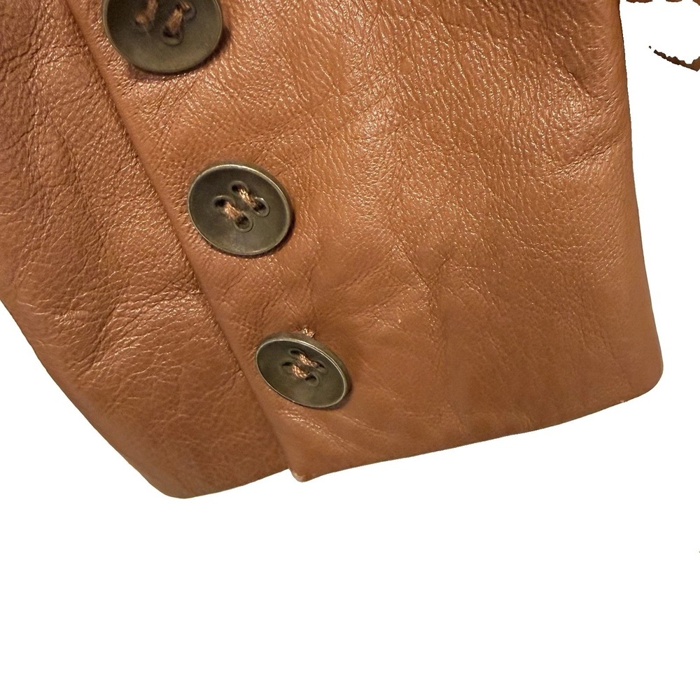 Blanc Noir Cognac Warm Rich Structured Leather Jacket XS - Picture 6 of 9